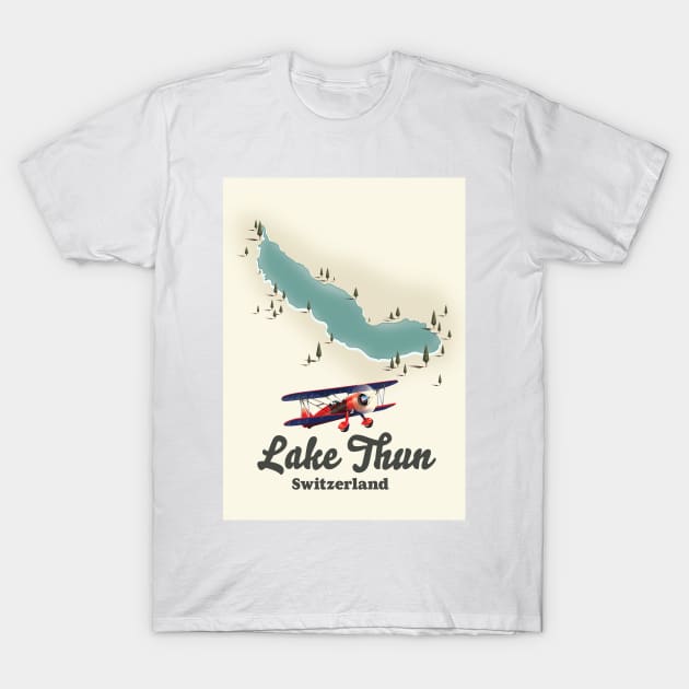 Lake Thun Switzerland map T-Shirt by nickemporium1